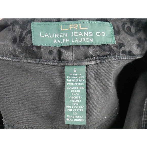 NEW Ralph Lauren Black Velvet Overlay Straight Leg Jeans  6 - Picture 6 of 6